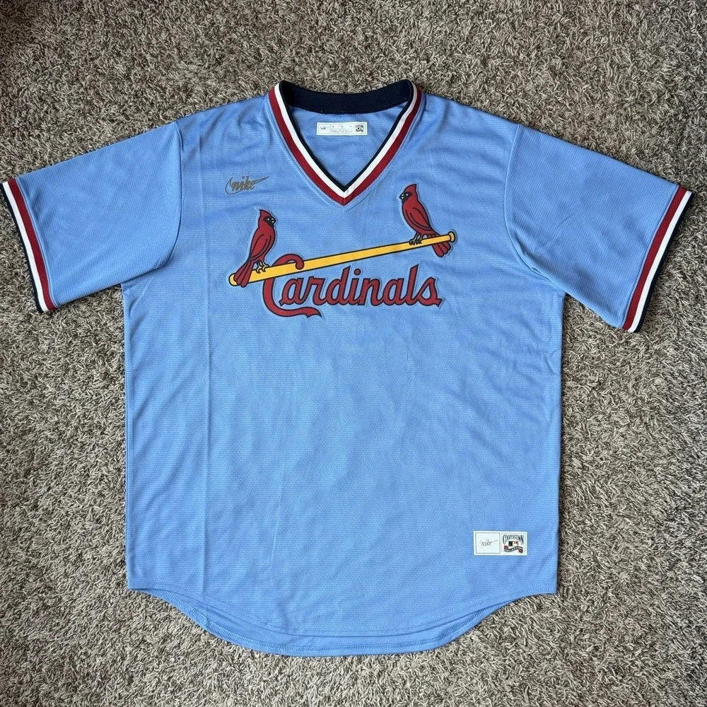Nike St. Louis Cardinals Light Blue Cooperstown Baseball Jersey Men's XL NEW